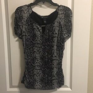 Snakeskin print top with sheer sleeves